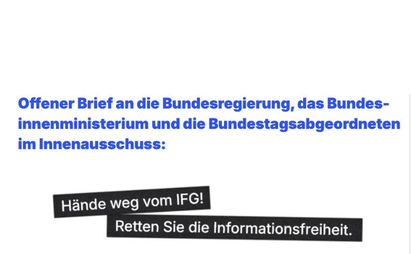 Hände weg vom IFG! Retten Sie die Informationsfreihheit.